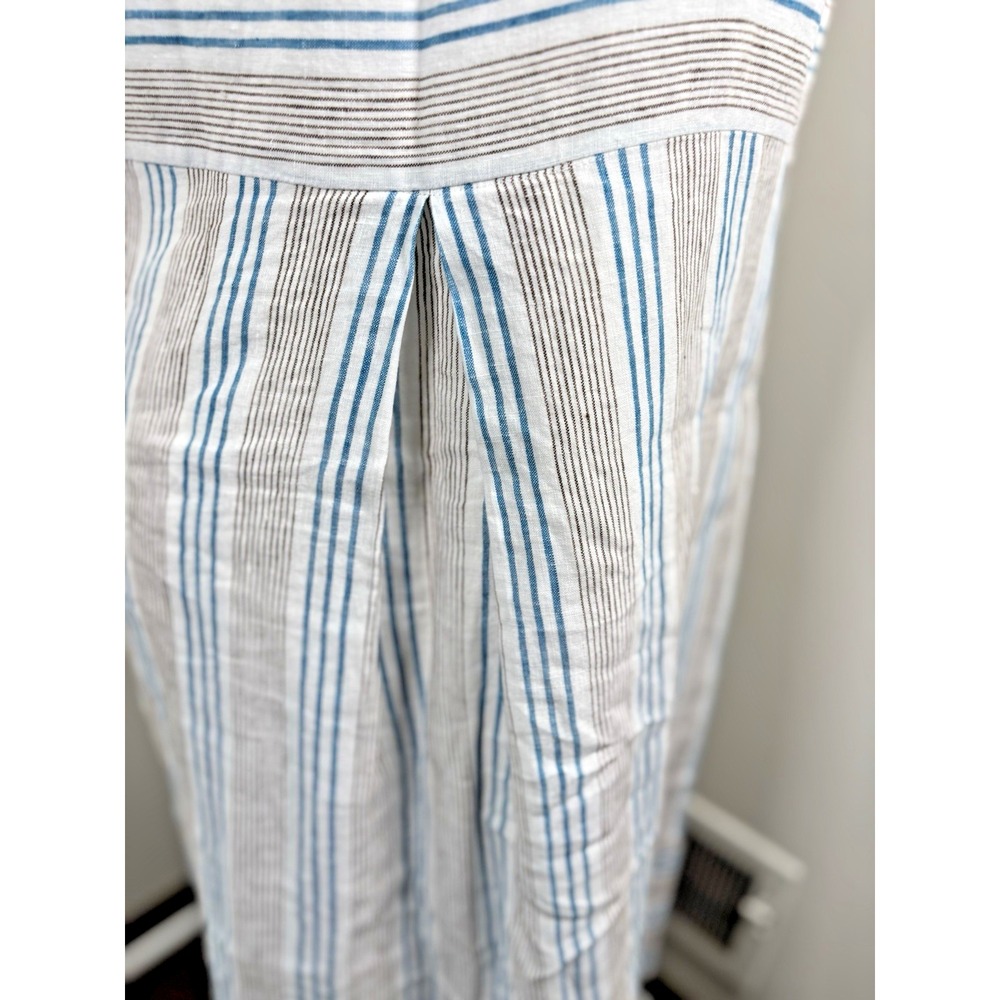 J. Jill‎ Love Linen S Striped Sleeveless  Maxi Linen Dress Pockets Coastal - Picture 7 of 11